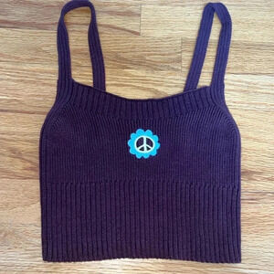 💥5/$10💥 LA HEARTS Brown Cropped Crotchet Top XS